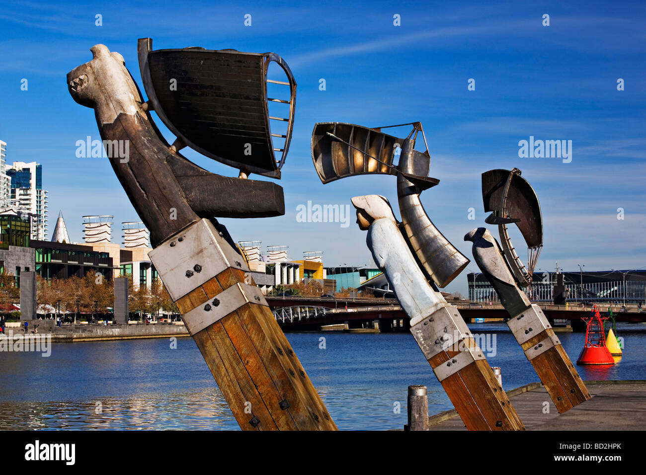 Melbourne Sculptures / "Enterprize Wharf Sculptures" beside Melbourne`s
